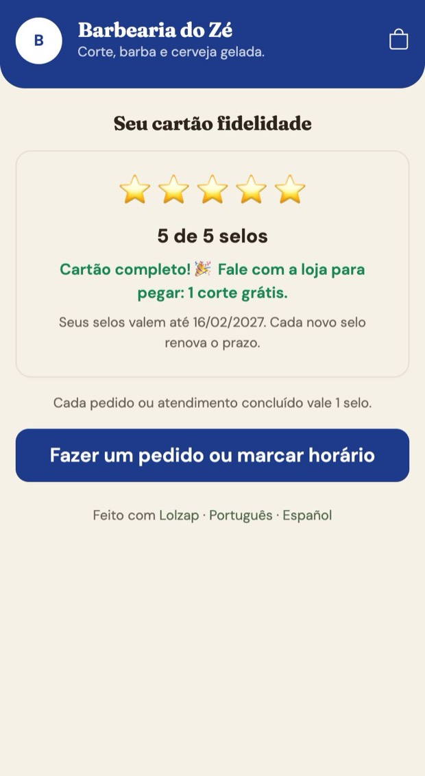 Cartão do cliente