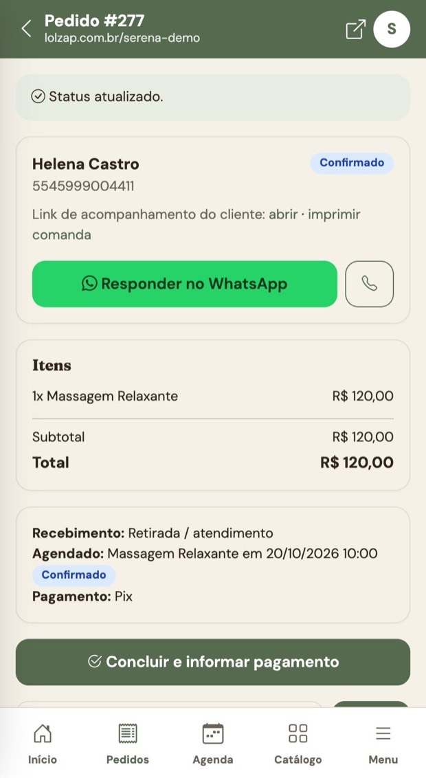 Pedido confirmado