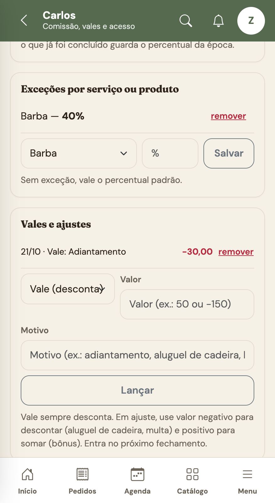 Vale lançado na ficha