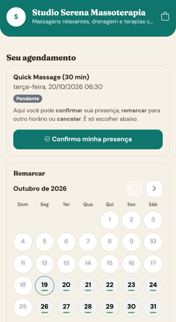 Página do agendamento