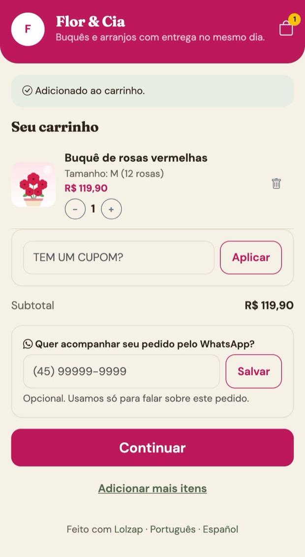 Carrinho com cupom