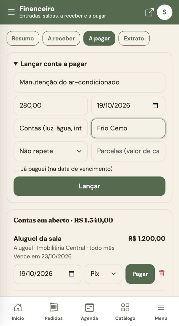 Lançar conta a pagar