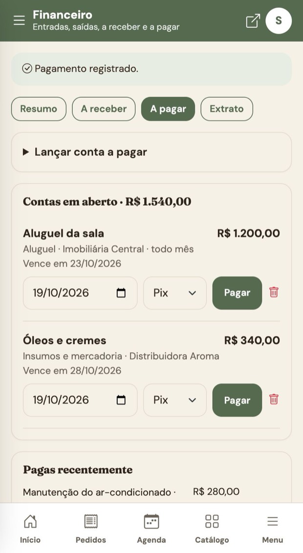 Pagamento registrado