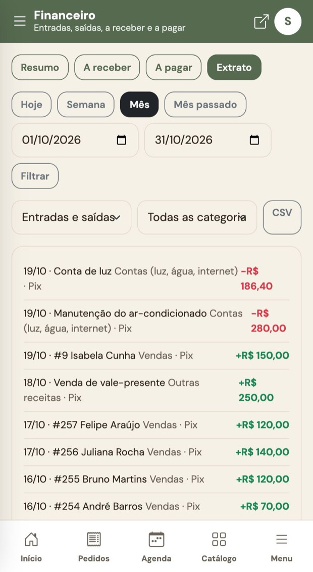 Extrato e CSV