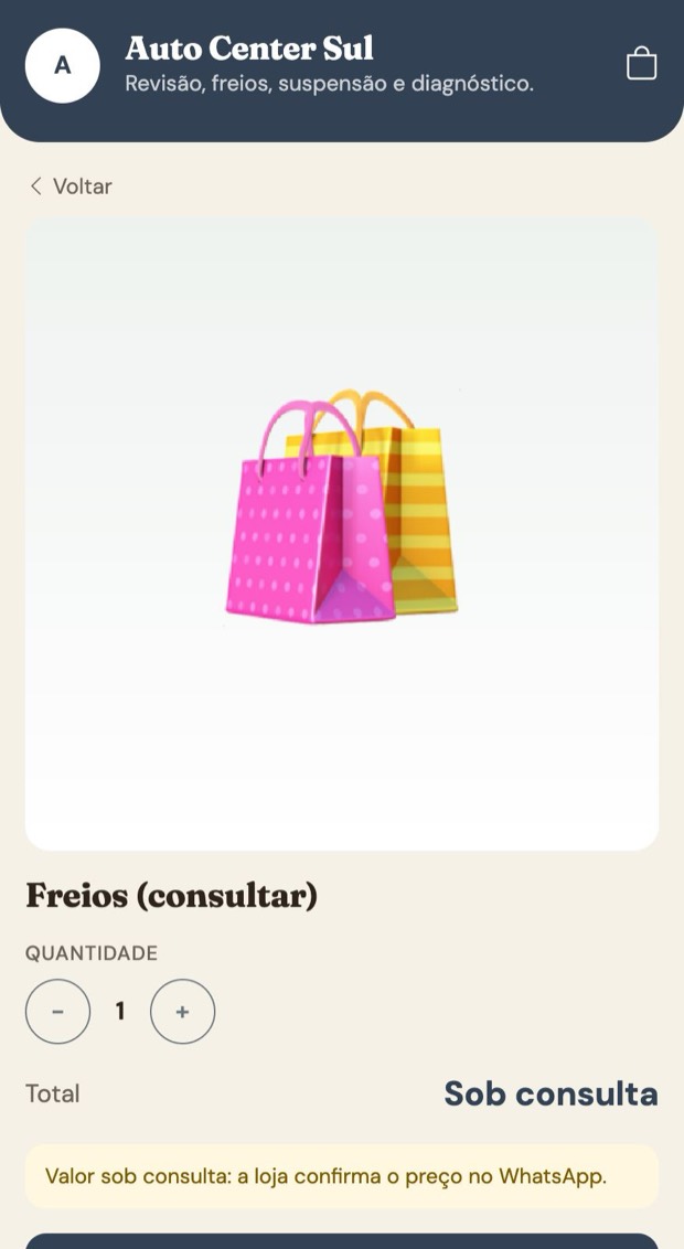 Aviso de preço a combinar