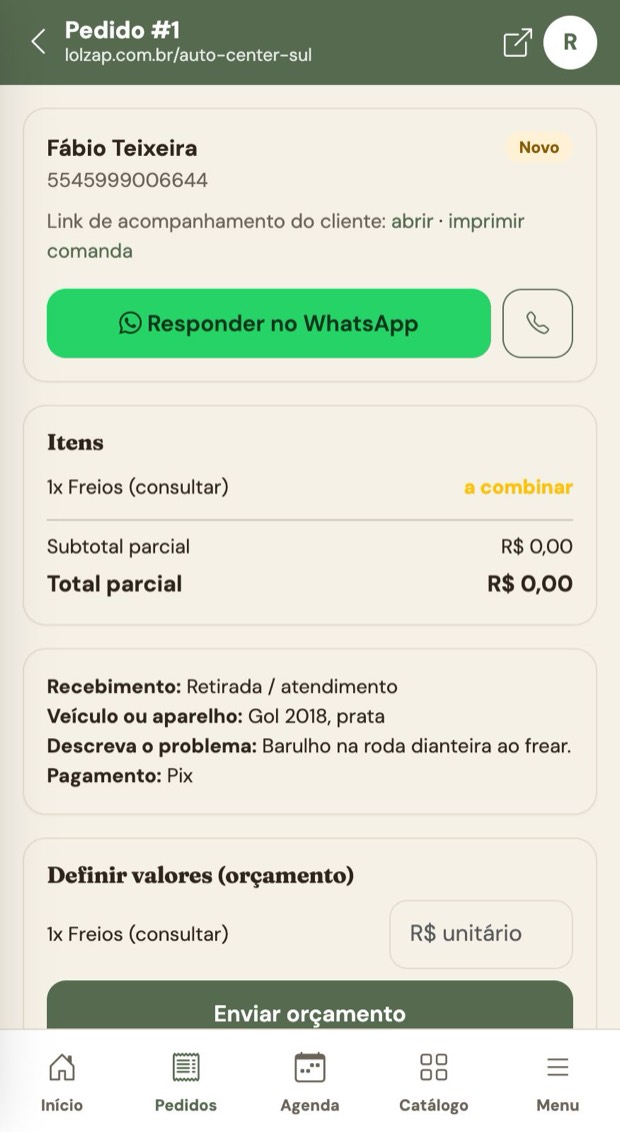 Pedido a combinar
