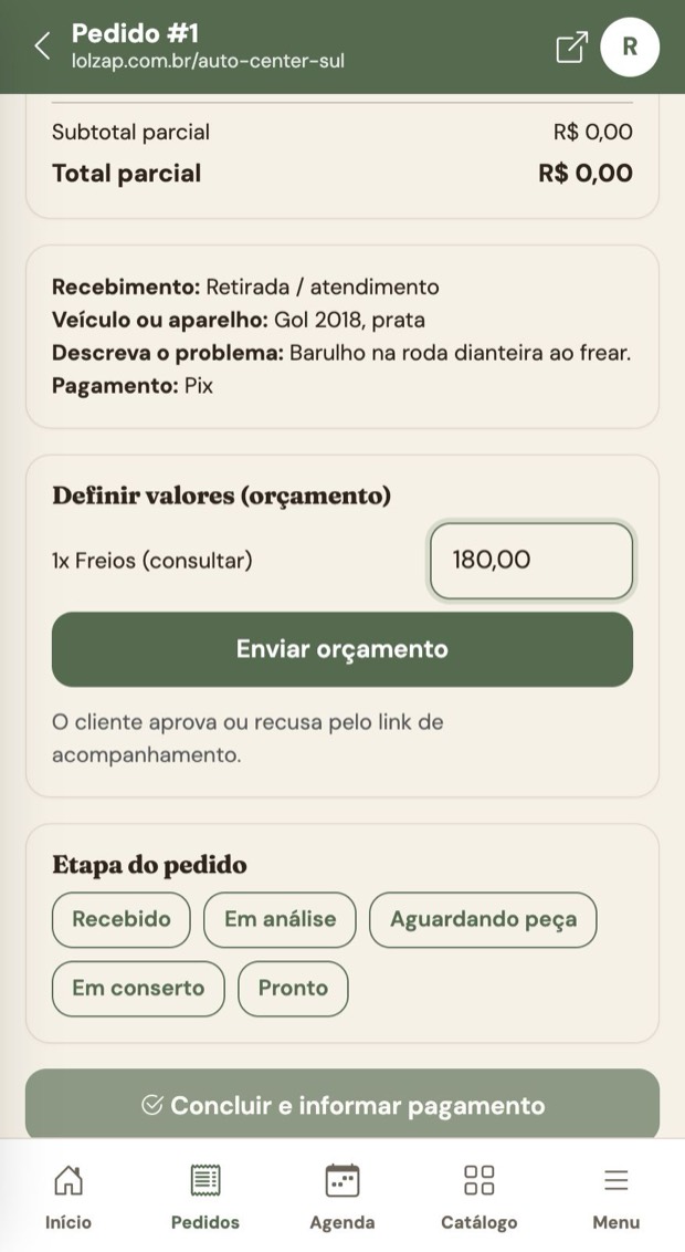 Valor do orçamento